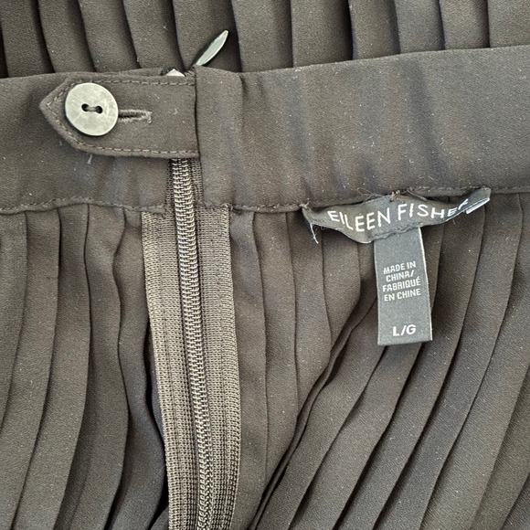 EUC Eileen Fisher Knife Pleated Wide Ankle Pants Sz L Black Skirt Chic - Picture 11 of 11